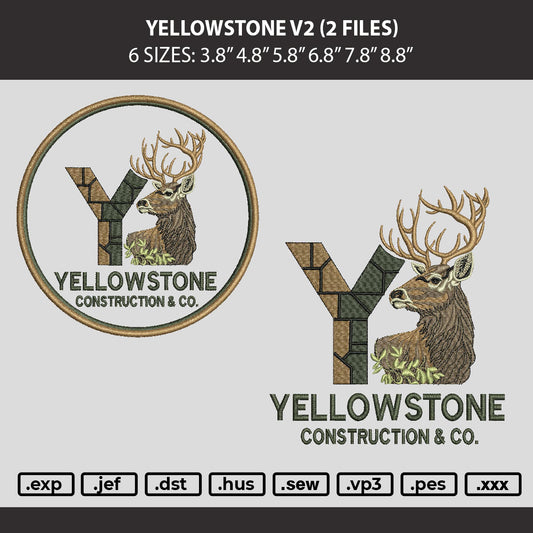 Yellowstonecircle V2 Embroidery Machine Design 2 Files 6 sizes