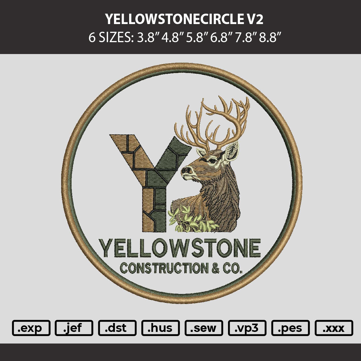 Yellowstonecircle V2 Embroidery Machine Design File 6 sizes