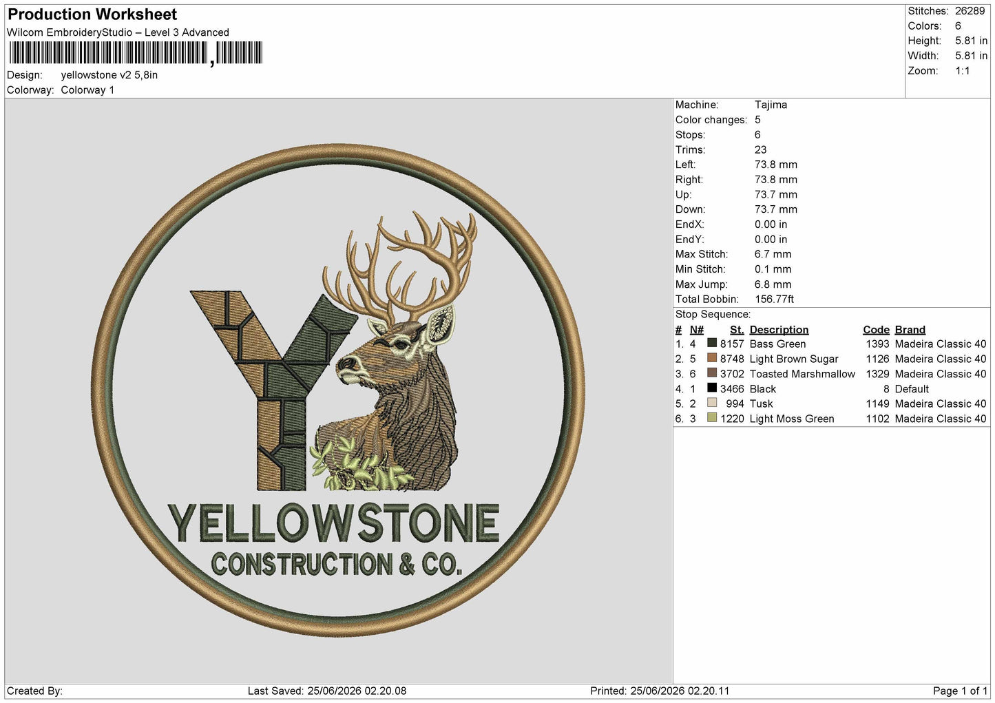 Yellowstonecircle V2 Embroidery Machine Design File 6 sizes