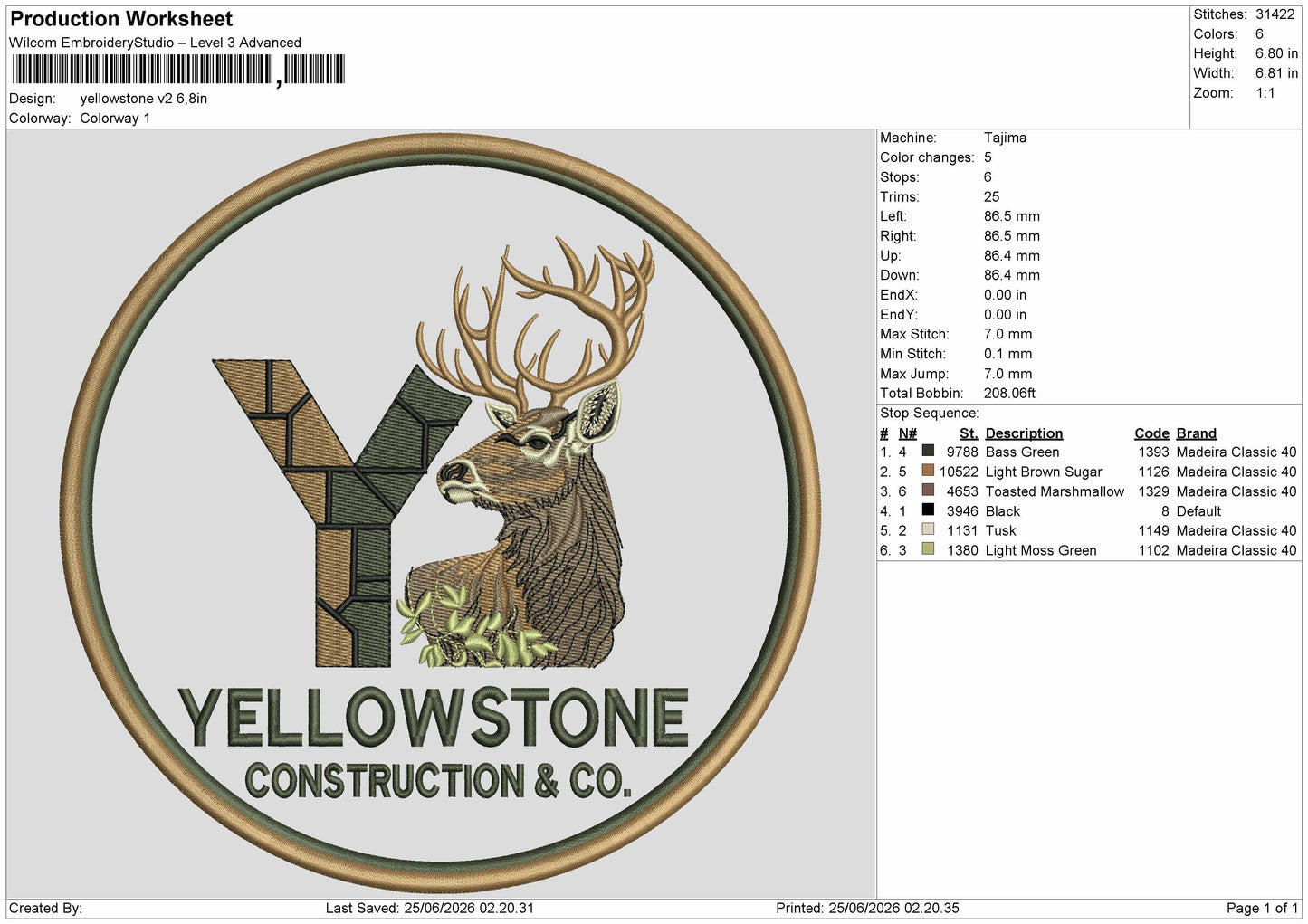 Yellowstonecircle V2 Embroidery Machine Design File 6 sizes