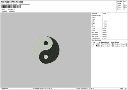 Yin Yang Embroidery Design File 4 sizes