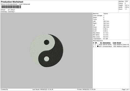 Yin Yang Embroidery Design File 4 sizes