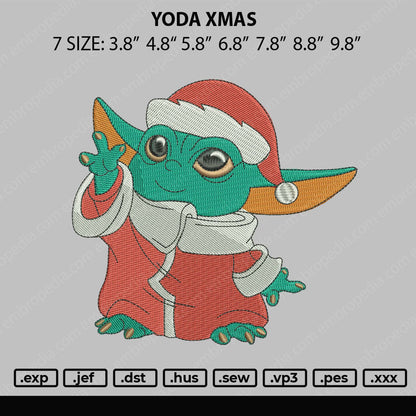 Yoda Xmas Embroidery File 4 size