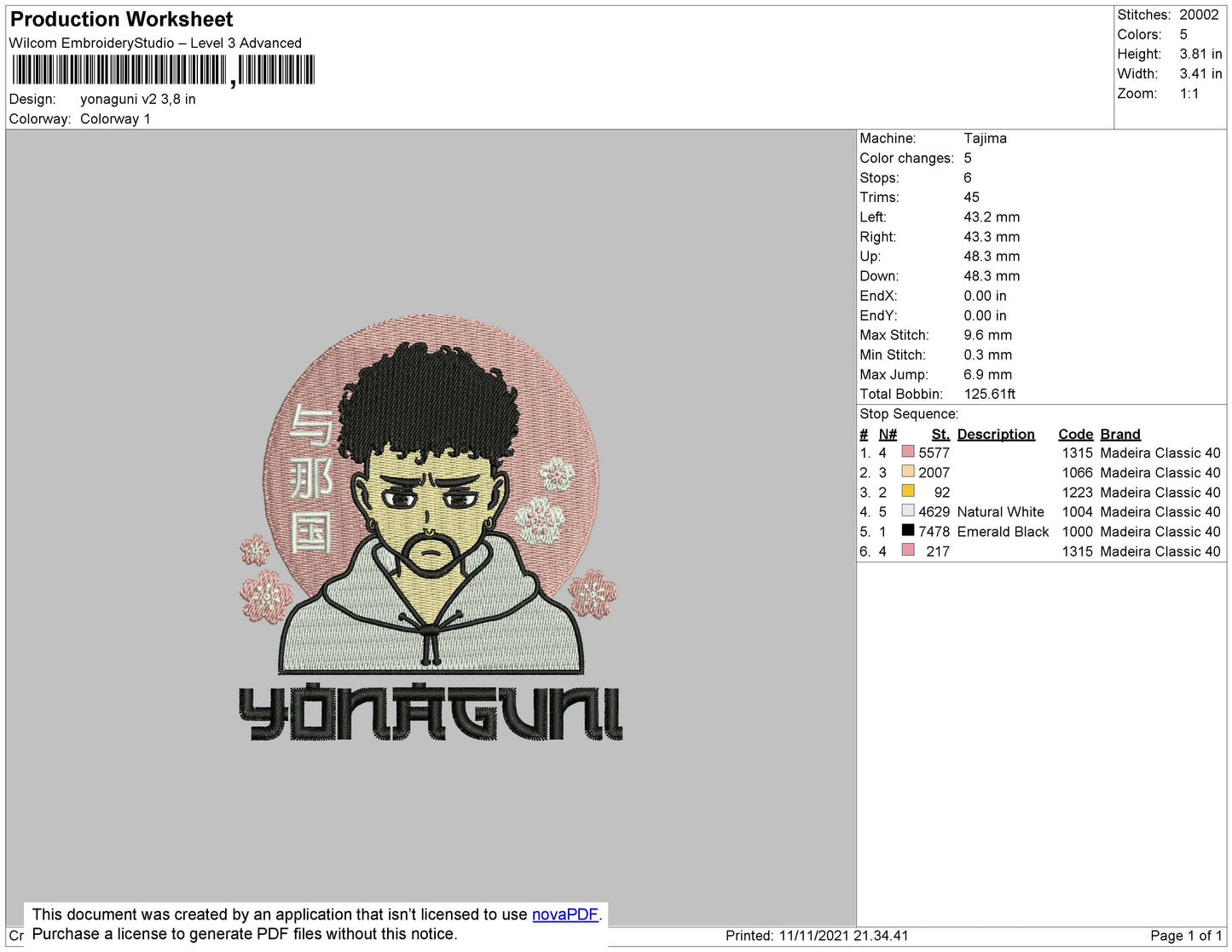 Yonaguni V2 Embroidery Design File 4 size