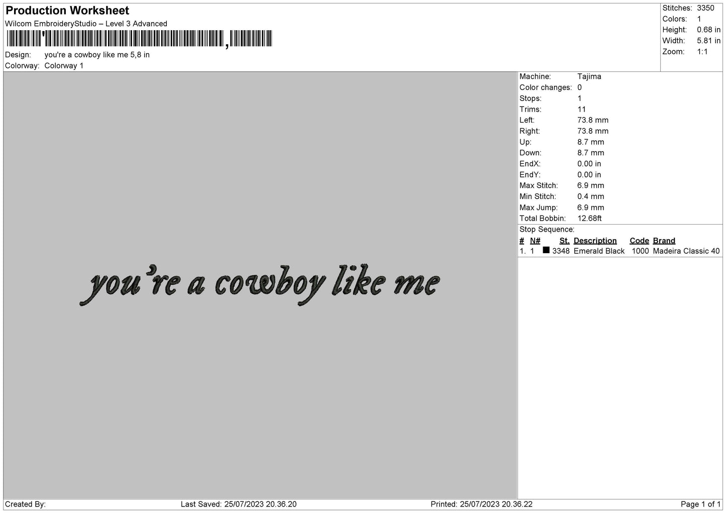 You are Cowboy Like me Embroidery Design File 6 sizes