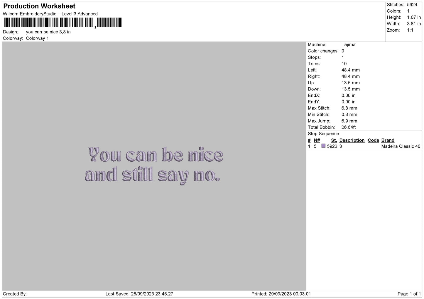 You can Be Nice Puff Embroidery Design File