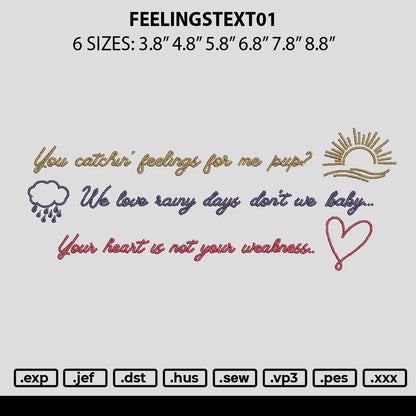 Feelingstext01 Embroidery File 6 sizes