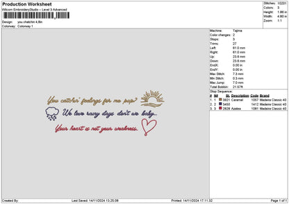 Feelingstext01 Embroidery File 6 sizes