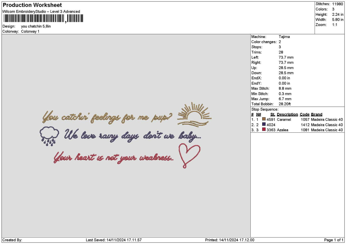 Feelingstext01 Embroidery File 6 sizes