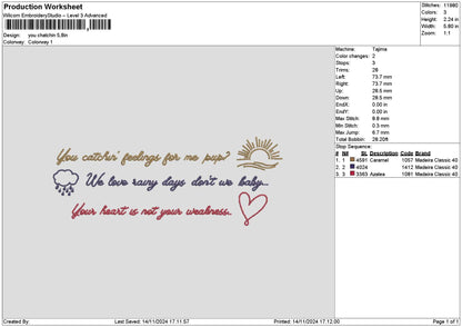 Feelingstext01 Embroidery File 6 sizes