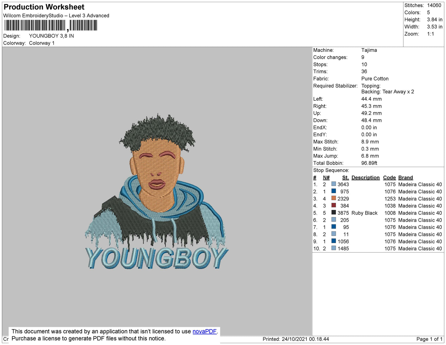 Young Boy Embroidery Design File 4 size