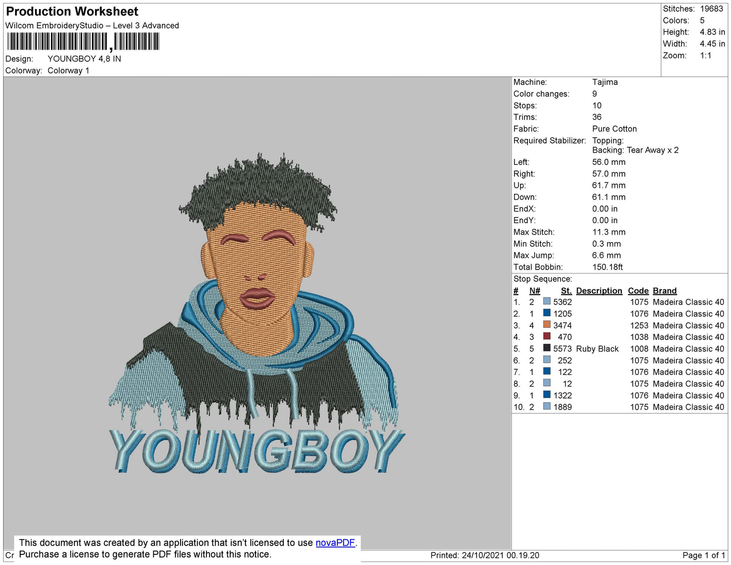 Young Boy Embroidery Design File 4 size