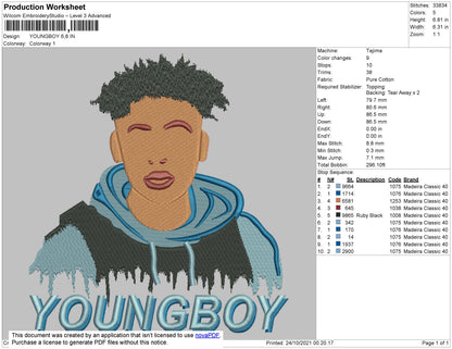 Young Boy Embroidery Design File 4 size