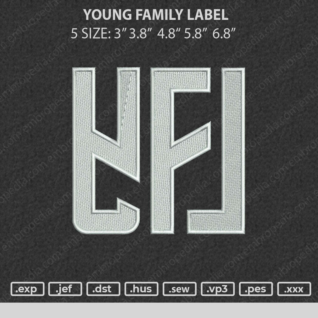 Young Family Label Embroidery Design File 5 size
