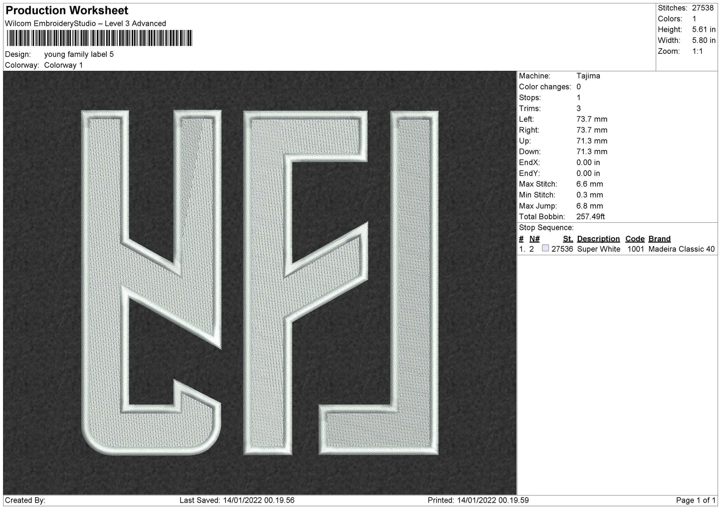 Young Family Label Embroidery Design File 5 size