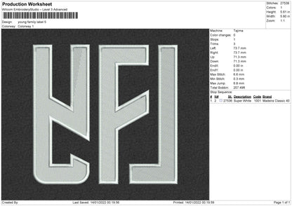 Young Family Label Embroidery Design File 5 size
