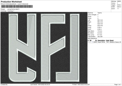 Young Family Label Embroidery Design File 5 size