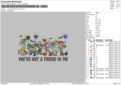 Youve Got A Friend Halloween Embroidery File 6 sizes