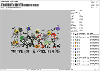 Youve Got A Friend Halloween Embroidery File 6 sizes