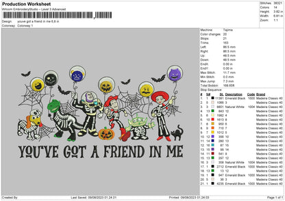 Youve Got A Friend Halloween Embroidery File 6 sizes