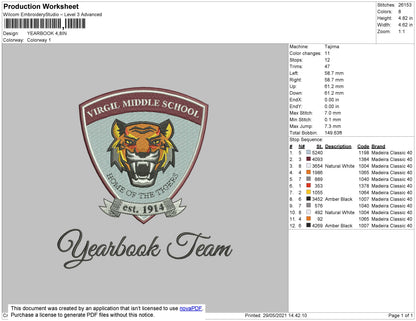YearBook Embroidery Design File 4 size
