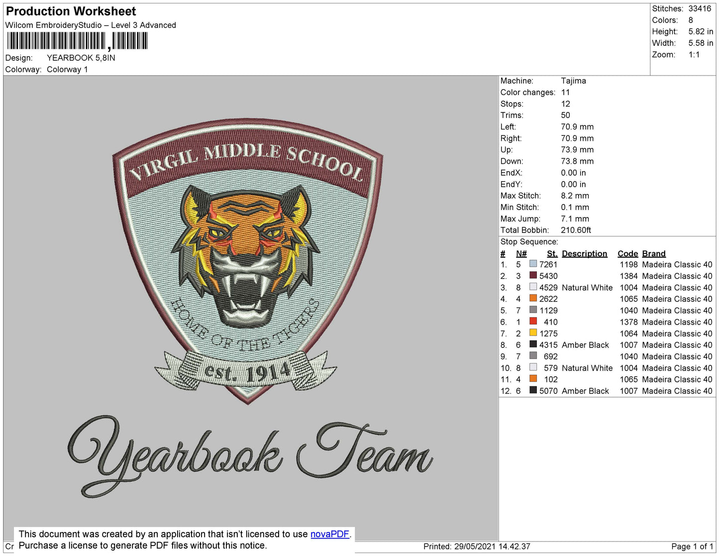 YearBook Embroidery Design File 4 size