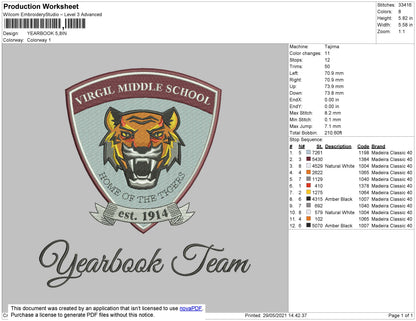 YearBook Embroidery Design File 4 size