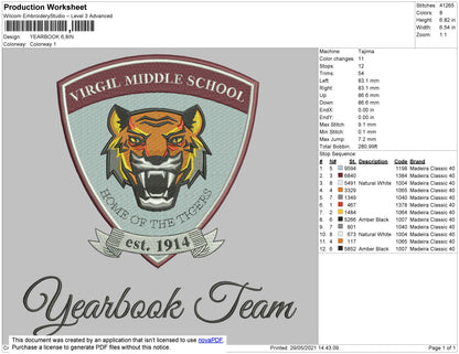 YearBook Embroidery Design File 4 size