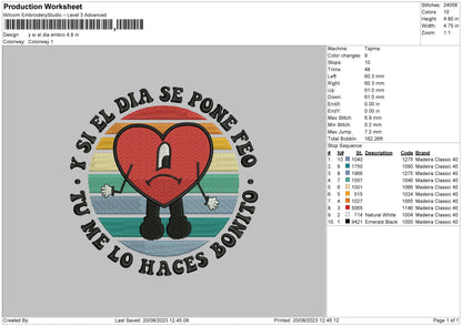 Y Si El Embro Embroidery Design File 6 sizes