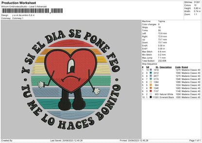 Y Si El Embro Embroidery Design File 6 sizes