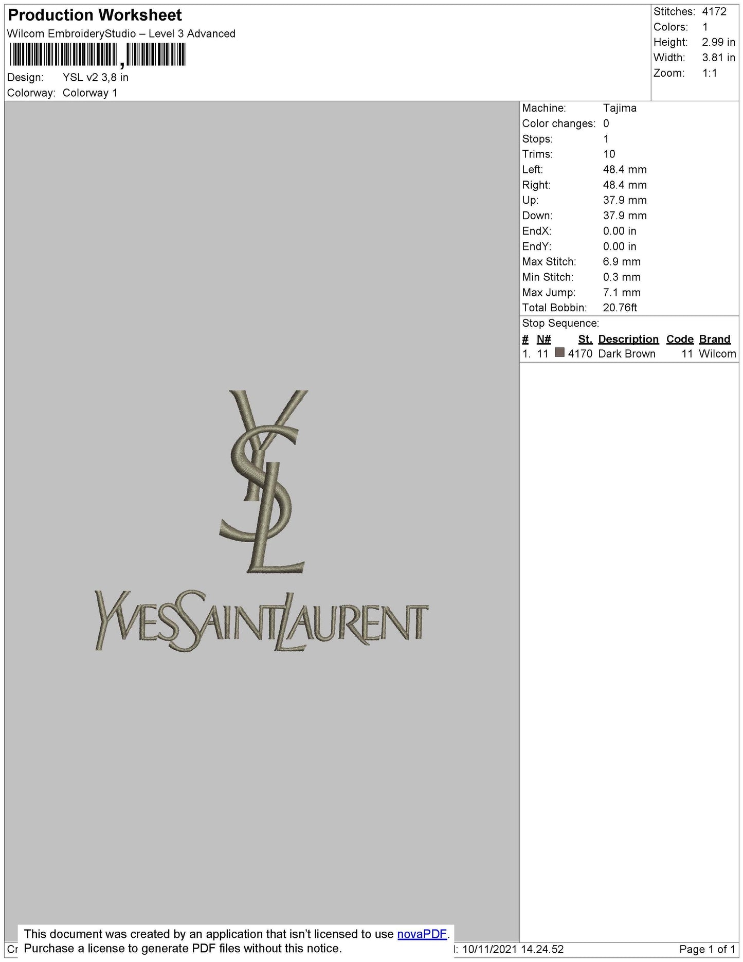 YSL V2 Embroidery File 4 size