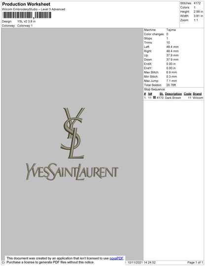 YSL V2 Embroidery File 4 size