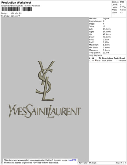 YSL V2 Embroidery File 4 size