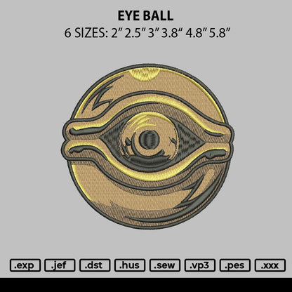 Eye Ball Embroidery File 6 sizes
