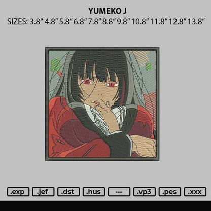 Yumeko Jabami Embroidery Design File 4 size