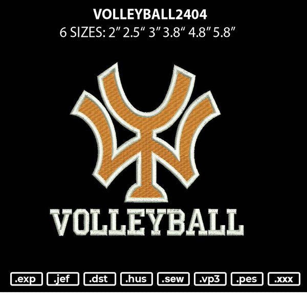 Volleyball 2404 Embroidery File 6 sizes