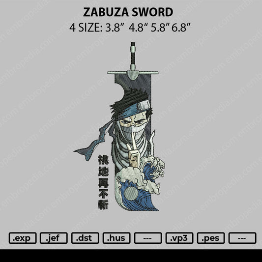 Zabuza Sword V2 Embroidery Machine Design File 4 sizes