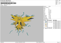 Zapdos Pokemon Embroidery File 6 sizes