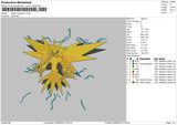 Zapdos Pokemon Embroidery File 6 sizes