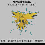 Zapdos Pokemon Embroidery File 6 sizes