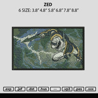 Zed Embroidery File 6 sizes