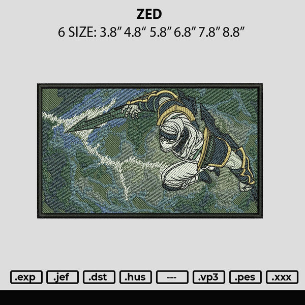 Zed Embroidery File 6 sizes