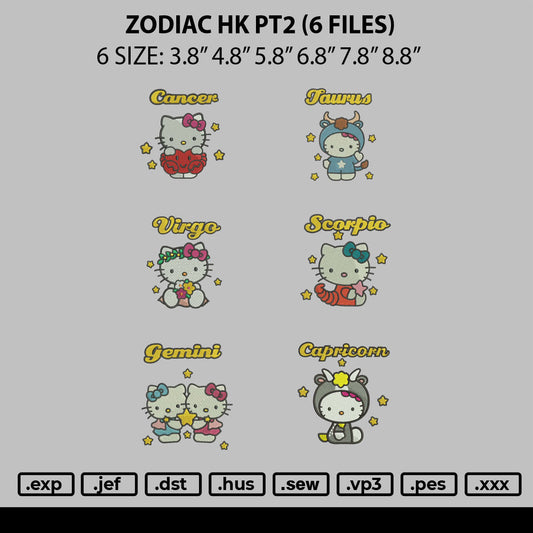 Zodiac HEllo Kitty Pt2 Embroidery Design 6 Files