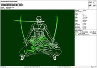 Zoro Outline 03 Embroidery File 6 sizes