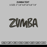 Zumba Text Embroidery File 6 sizes