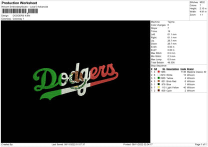 Dodgers Embroidery File 5 sizes