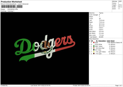 Dodgers Embroidery File 5 sizes