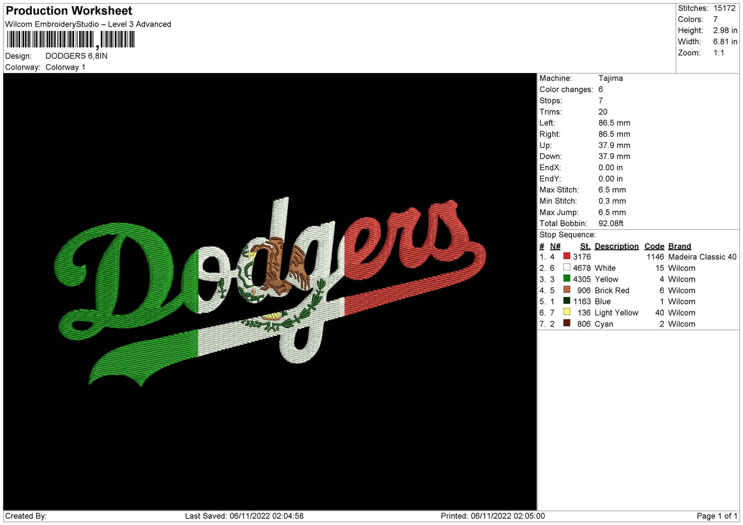 Dodgers Embroidery File 5 sizes