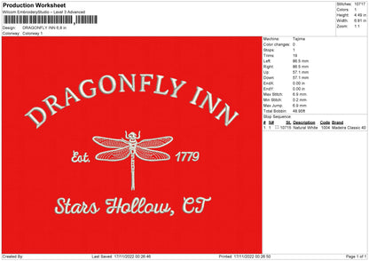 Dragonfly INnn Embroidery File 6 sizes