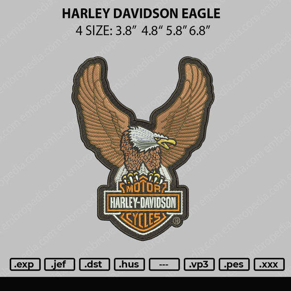 Harley Davidson Eagle Embroidery File 4 size